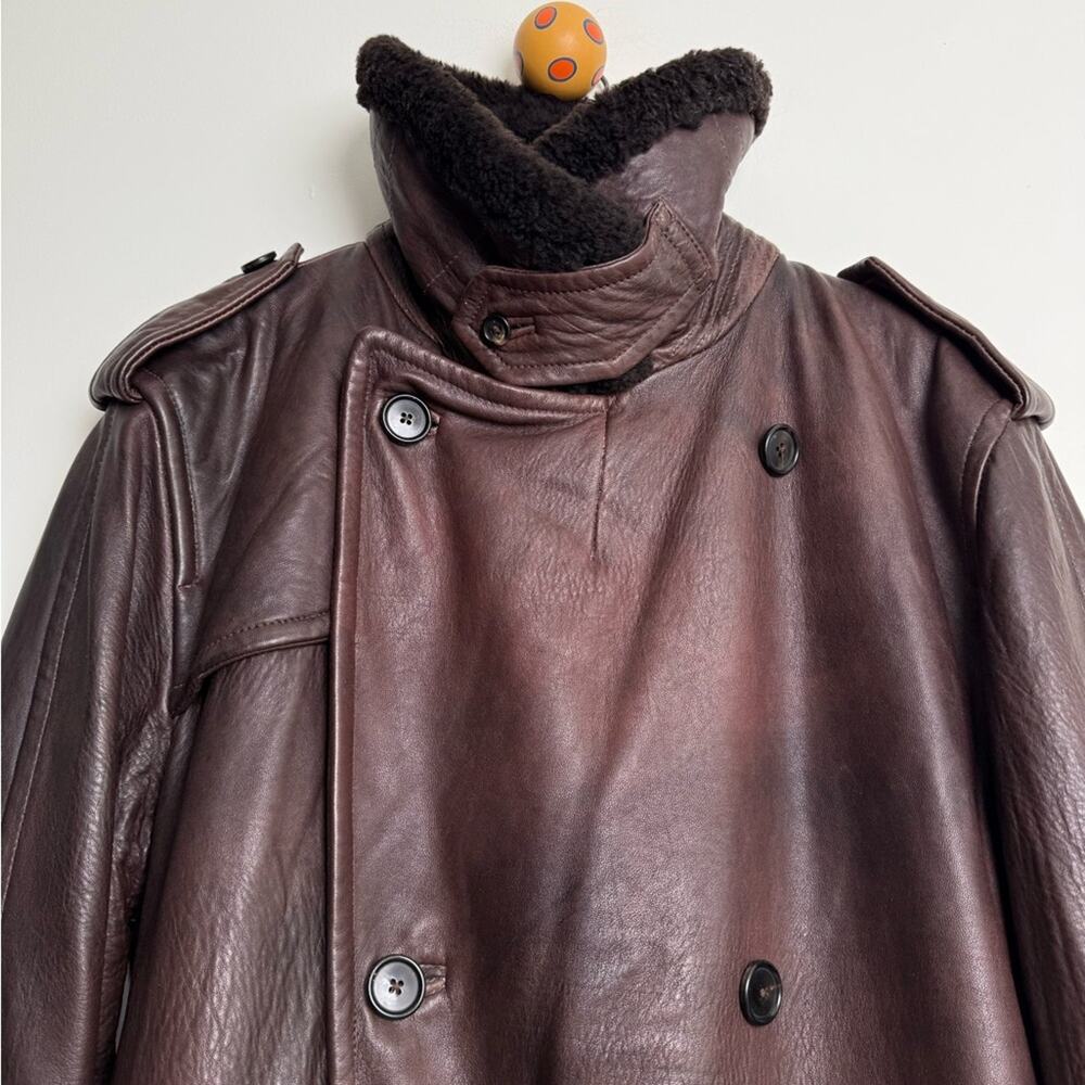 Ralph Lauren Wine Italian lambskin coat with shearling collar - size L $15,000 - Picture 5 of 15